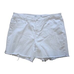 Seven7 Weekend Short, White, Women's Size 12, Frayed Hem, 6" Inseam